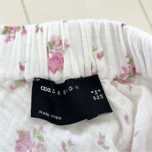 ASOS Design White Cotton Floral Ruffle Mini Skirt - Picture 8 of 8